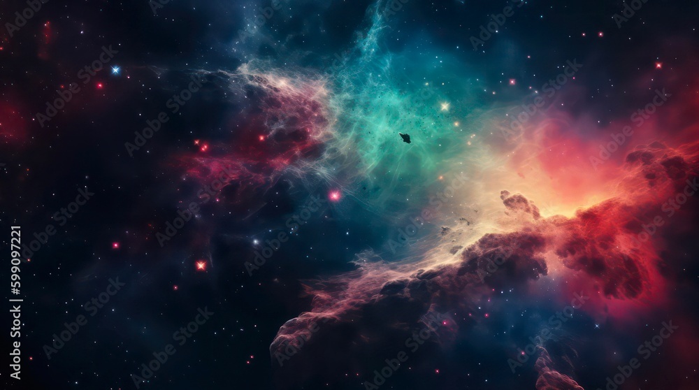 Wall mural abstract space background. galaxies, nebula and stars in space. generative ai.