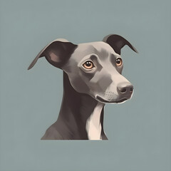 Portrait illustration of a Italian Greyhound dog, pet drawing