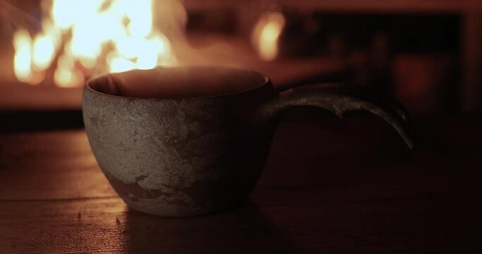 Wooden cup kuksa traditional Sami craft Generative AI