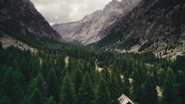Aerial shot of the Alps shot from Ailefroide in France with a 4K drone