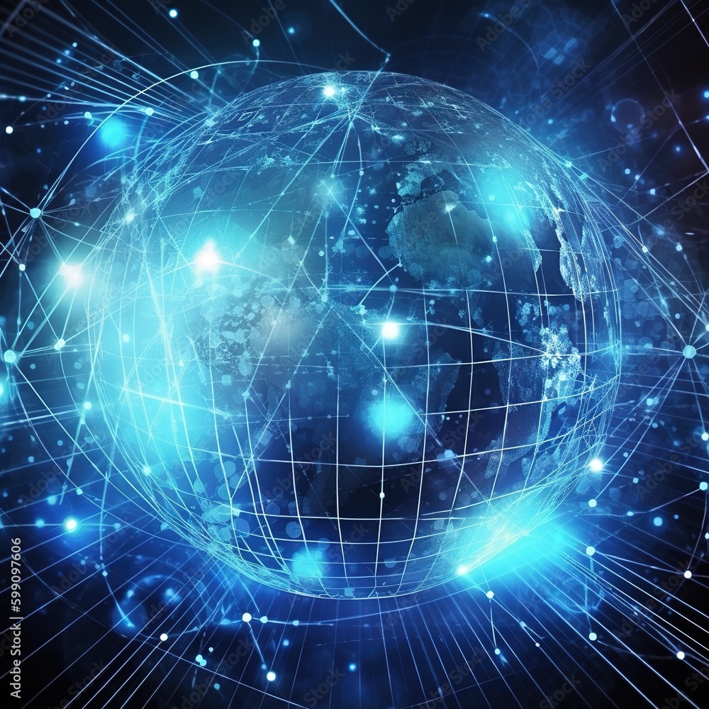 Poster global network modern creative telecommunication and internet connection. concept of 5g wireless dig