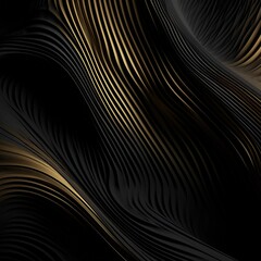 Background is a black luxurious cloth with golden waves patterns. Background with a modern feel. generative AI