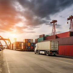 Freight transportation, international global shipping, and international container cargo shipping logistics. generative ai