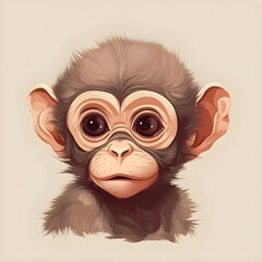 Obraz premium Portrait illustration of a cute baby monkey, pet drawing