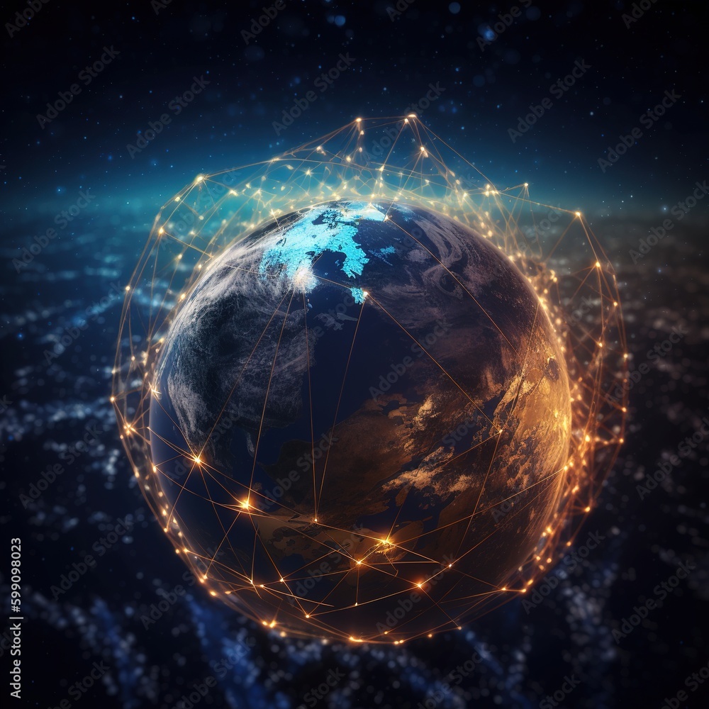 Poster global network modern creative telecommunication and internet connection. concept of wireless digita