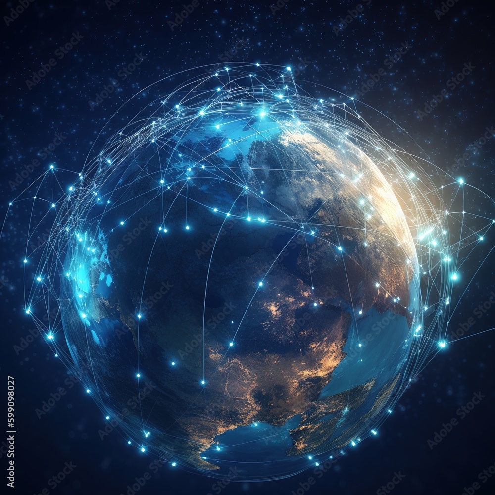 Poster global network modern creative telecommunication and internet connection. concept of wireless digita