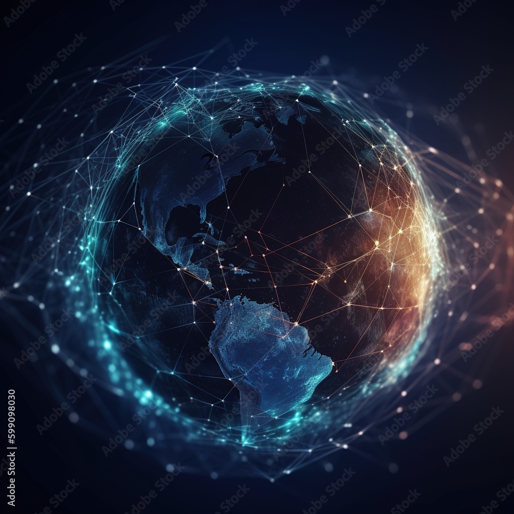 Poster global network modern creative telecommunication and internet connection. concept of 5g wireless dig