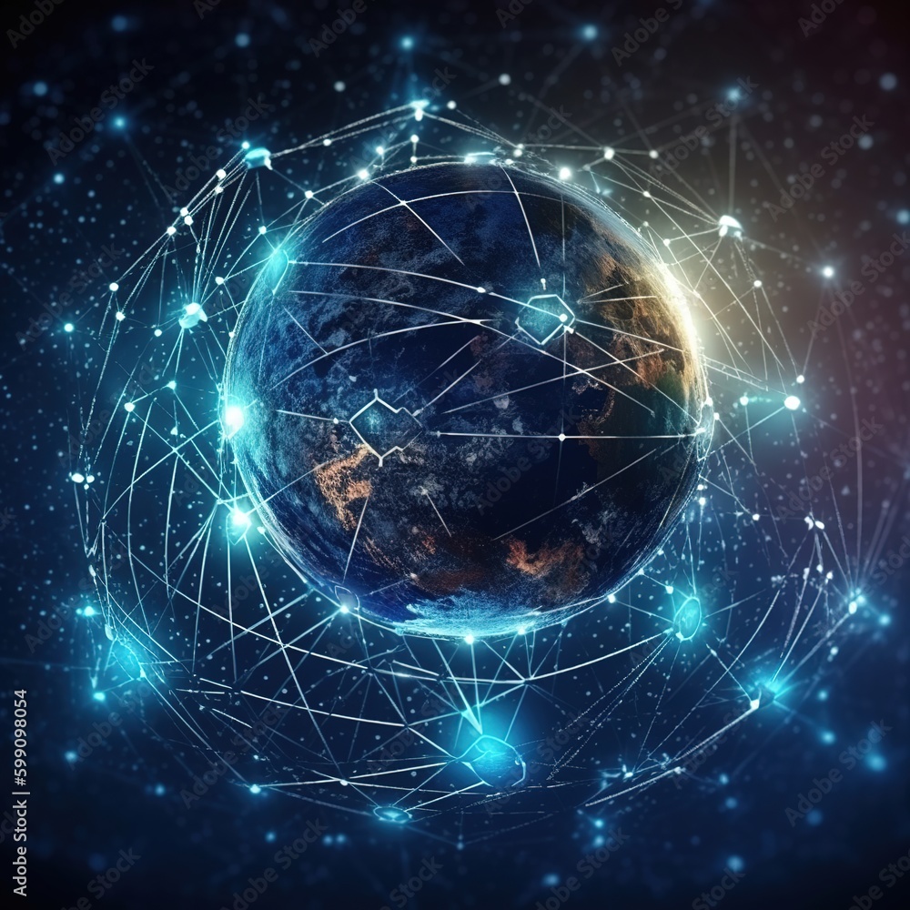 Poster global network modern creative telecommunication and internet connection. generative ai
