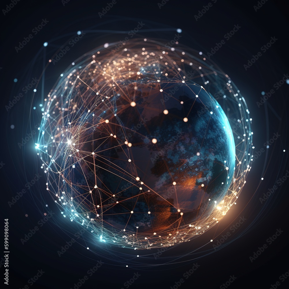 Poster global network modern creative telecommunication and internet connection. concept of wireless digita