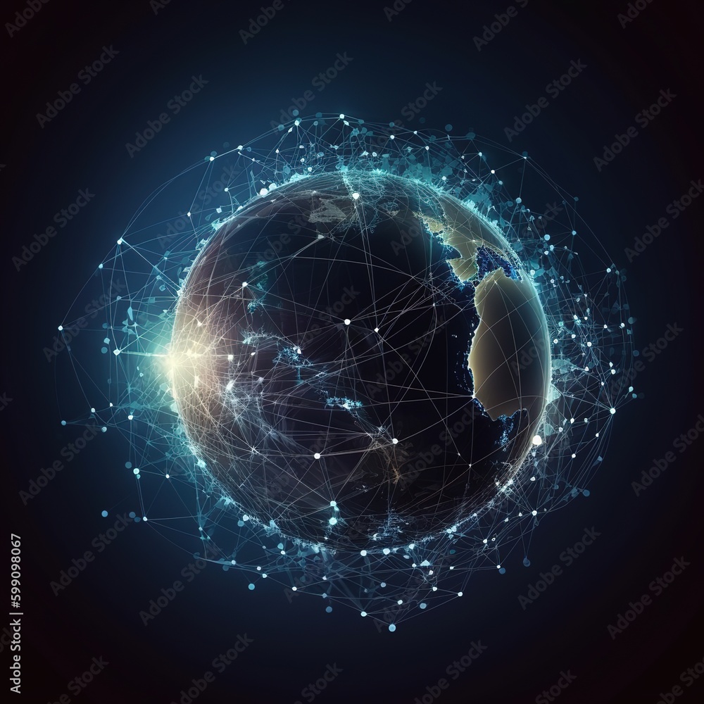 Poster global network modern creative telecommunication and internet connection. concept of wireless digita