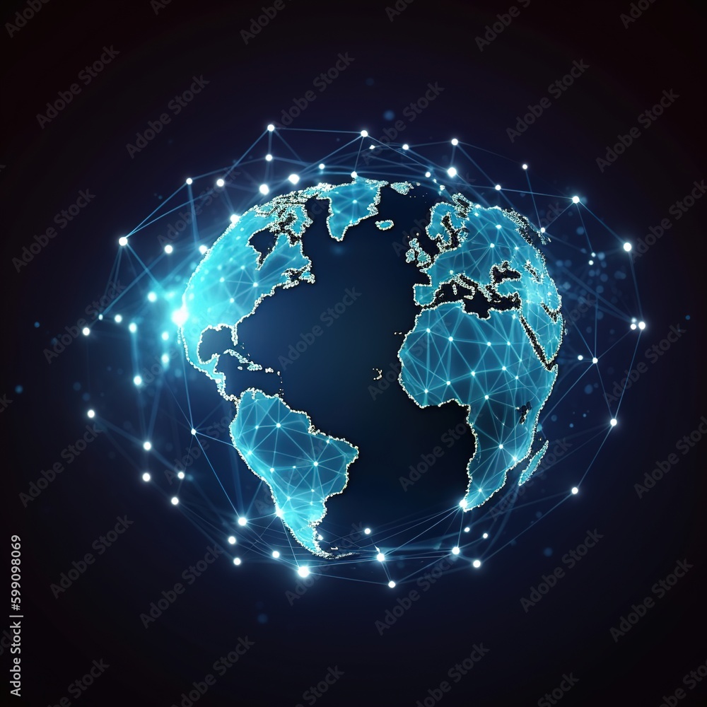 Poster global network modern creative telecommunication and internet connection. concept of wireless digita