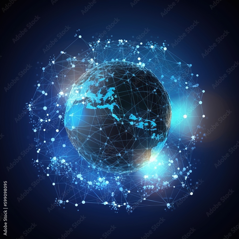 Poster global network modern creative telecommunication and internet connection. concept of wireless digita