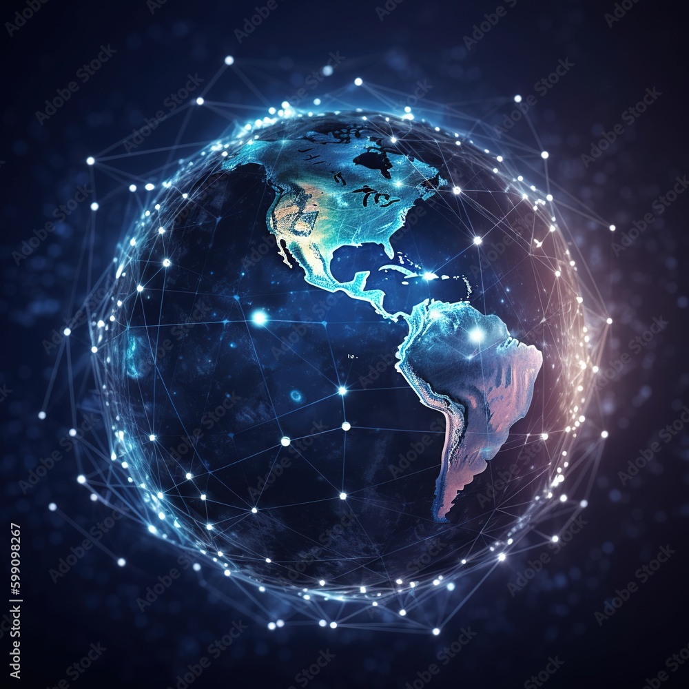 Aufkleber global network concept (internet of things). generative ai