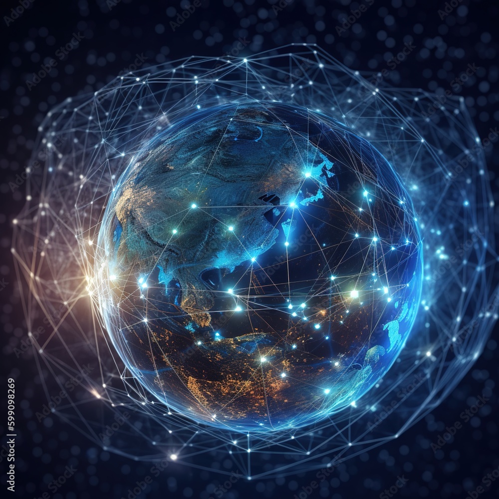 Poster global network concept (internet of things). generative ai