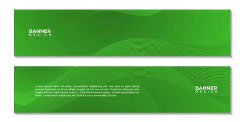 set of banners with abstract green gradient colorful wave background
