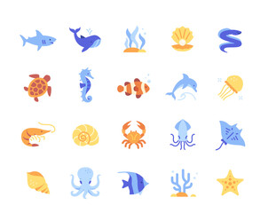 Colored marine life set © Aleksey