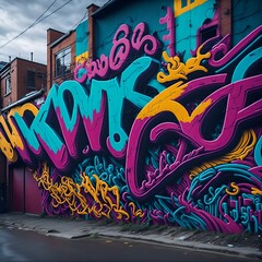 Street art mural, generative AI