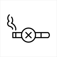 Anti tobacco outline icon isolated on white background. Flat vector illustration.