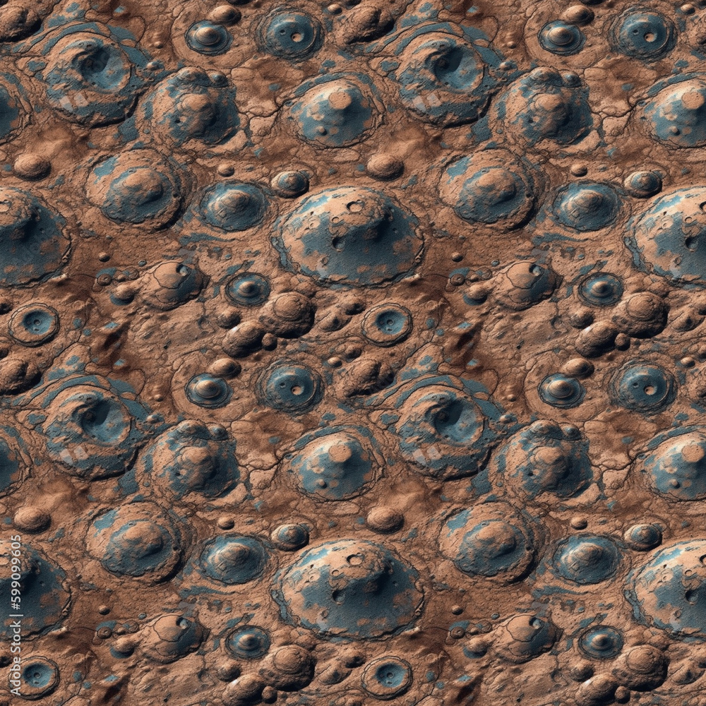 Aufkleber top view mars planet surface with craters. ai generative illustration.