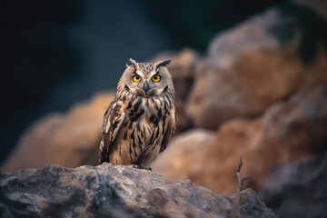 Generative AI. Portrait of an Eurasian Eagle Owl