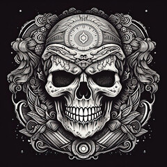 Fototapeta premium Skull Logo, Emblem, Banner, Crest, Death, Graphic design, logo design. Generative AI