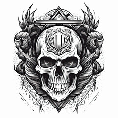 Skull Logo, Emblem, Banner, Crest, Death, Graphic design, logo design. Generative AI