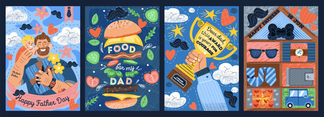 Set of postcards for Father Day