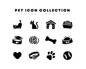 Pet related icons. Dog and cat related symbol collection. Animal flat vector illustrations set