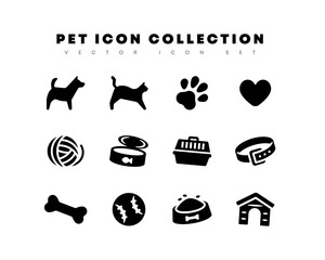 Pet related icons. Dog and cat related symbol collection. Animal flat vector illustrations set
