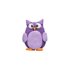 Colorful plasticine owl isolated on white, top view