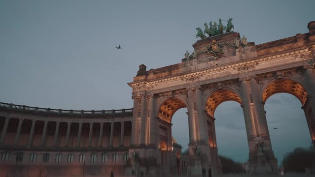 Brussels, Belgium - The Parc du Cinquantenaire Jubelpark Arcade and Monumental Triple Arch