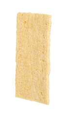 One tasty crispbread on white background. Healthy snack