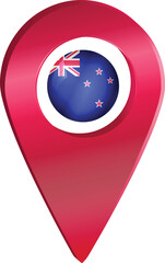 Destination pin icon with New Zealand flag.Location red map marker