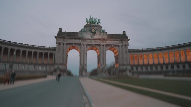 Brussels, Belgium - The Parc du Cinquantenaire Jubelpark Arcade and Monumental Triple Arch