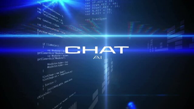 Animation of artificial intelligence chat text and data processing