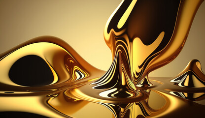 Abstract gold liquid background. Generative AI