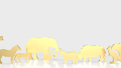 The gold animal plate for wild life species 3d rendering