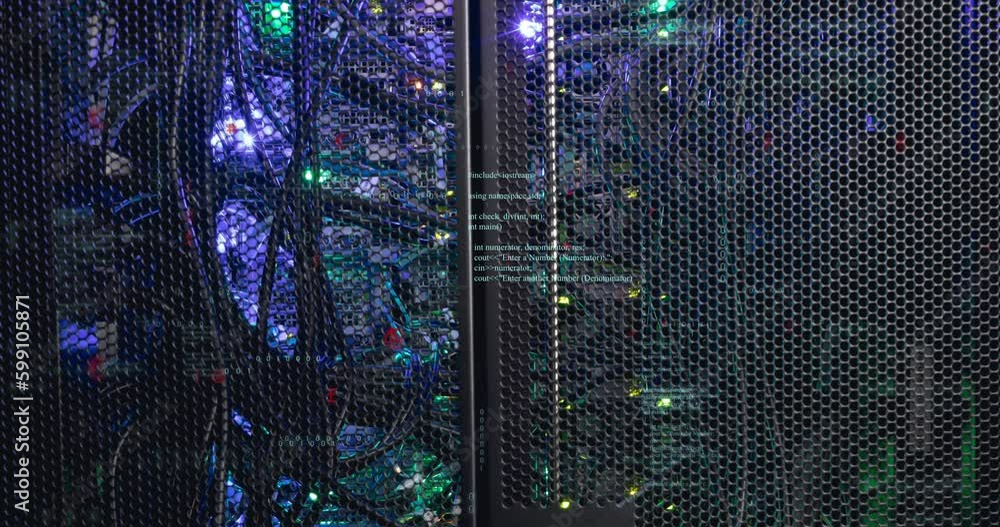 Poster animation of data processing over server room