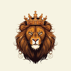 Colorful angry tiger king wearing crown for t-shirt design wallpaper and tattoo concept vector illustration