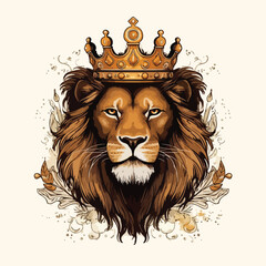 Colorful angry tiger king wearing crown for t-shirt design wallpaper and tattoo concept vector illustration