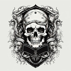 Skull Logo, Emblem, Banner, Crest, Death, Graphic design, logo design. Generative AI