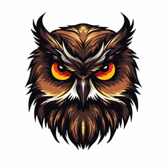 Colorful owl head cartoon vector illustration for t-shirt design wallpaper and tattoo