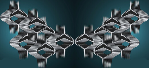 Metallic geometric decorative graphic design and vector company name 