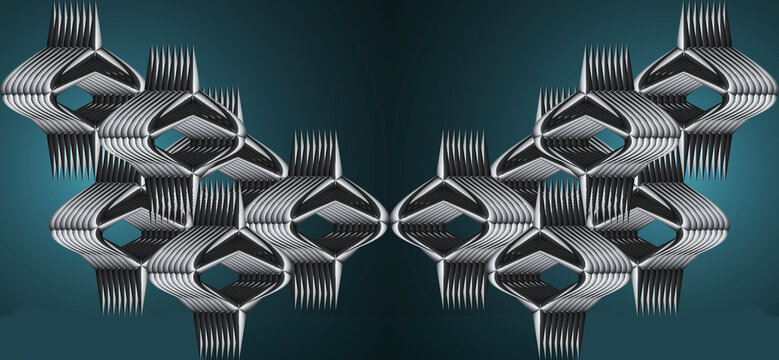 Metallic geometric decorative graphic design and vector company name 