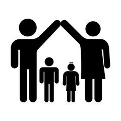 Black family icon on white background. Vector illustration. 
