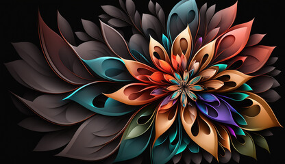 Beautiful abstract colorful flower design. Generative AI