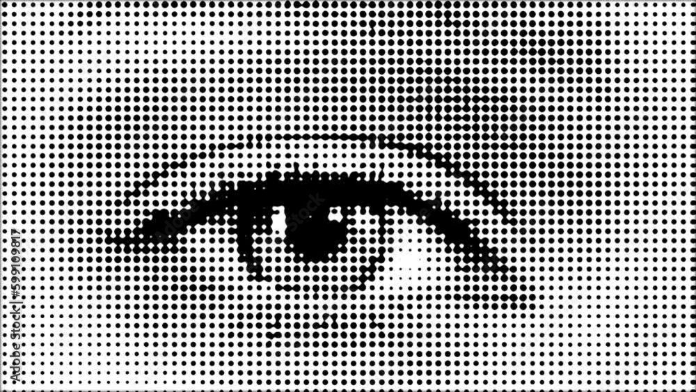 Wall mural blinking eye comical dots animation