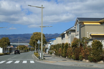 Fototapeta na wymiar 兵庫県芦屋市南部の住宅街の街並み