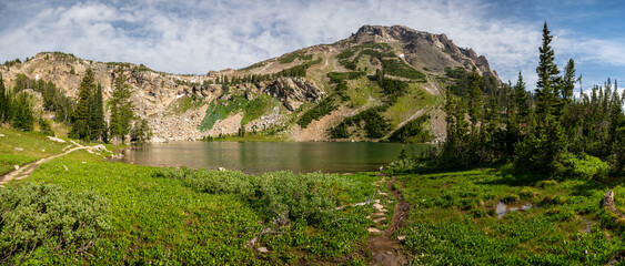 Panorama of Holly Lake in Grand Teton National Park