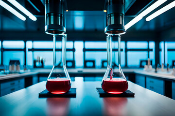 laboratory tubes with liquid